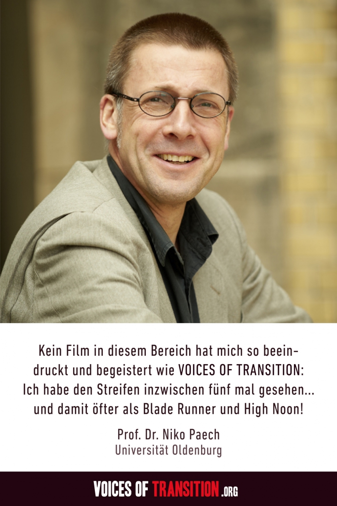 Prof. Dr. Niko Paechs Meinung über den gerade auf DVD erschienen Film "Voices of Transition" 